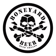 Boneyard Beer logo featuring a stylized skull and crossbones inside a circle. The words 'Boneyard Beer, Bend Oregon' are written around it in bold capitals.