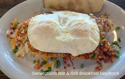 A featured item on the Sunday breakfast menu, the Haystack at Generations Bar Grill.