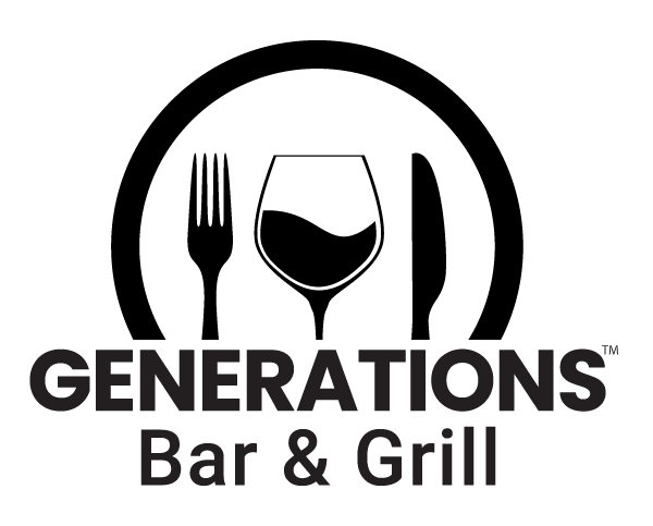 Generations Bar & Grill primary logo in black.